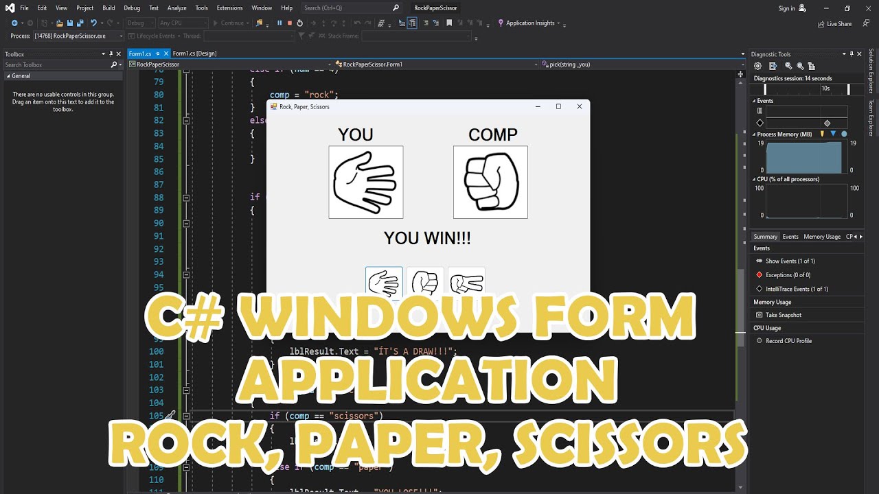 C# Win Form App | Rock,  Paper, Scissors