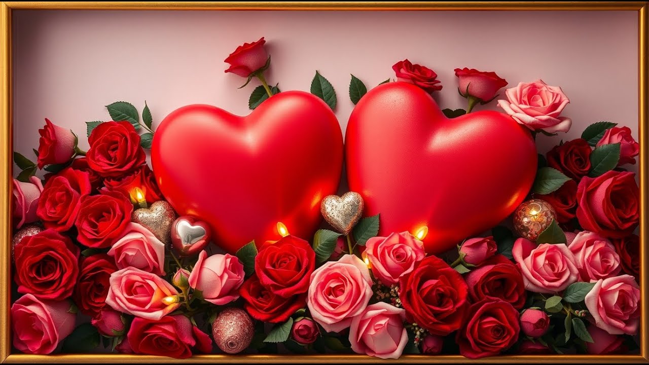 Valentine’s Day Love Hearts 💕 Romantic Floral Painting | Modern Art Screensaver for TV