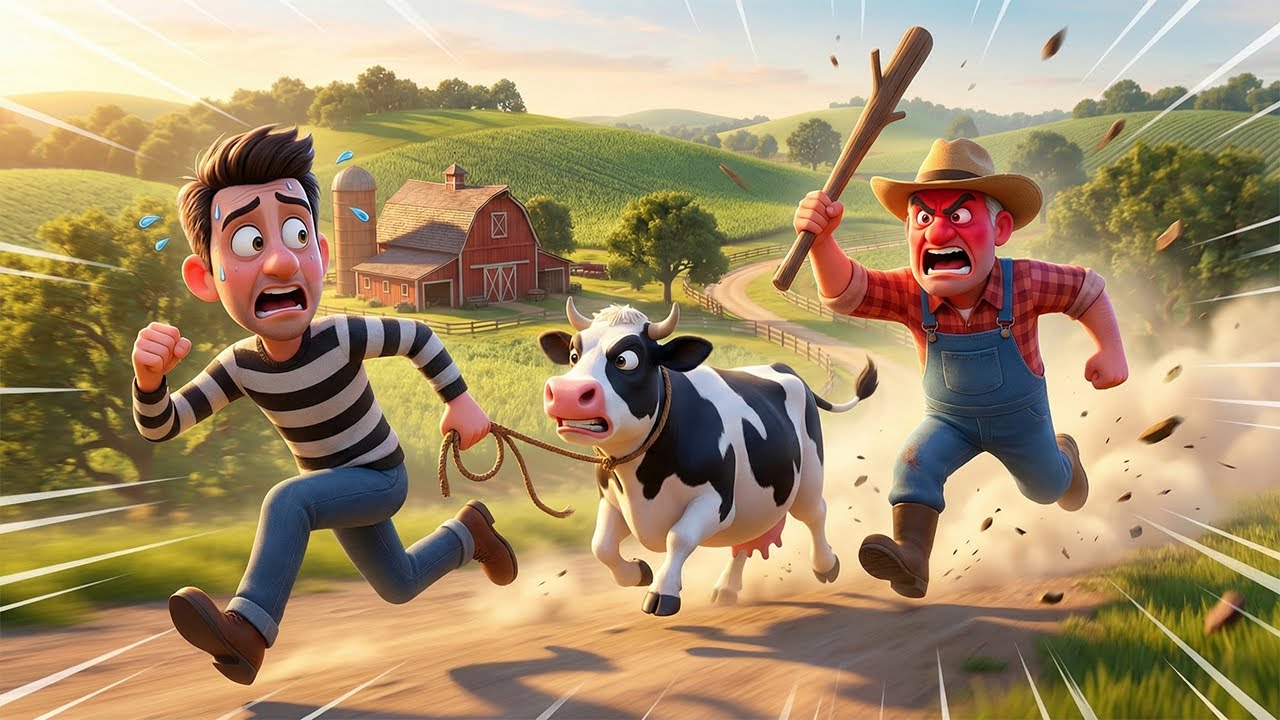Thief in Old MacDonald&rsquo;s Farm! 😱 Brave Farmer Saves the Cow | Funny 3D Cartoon