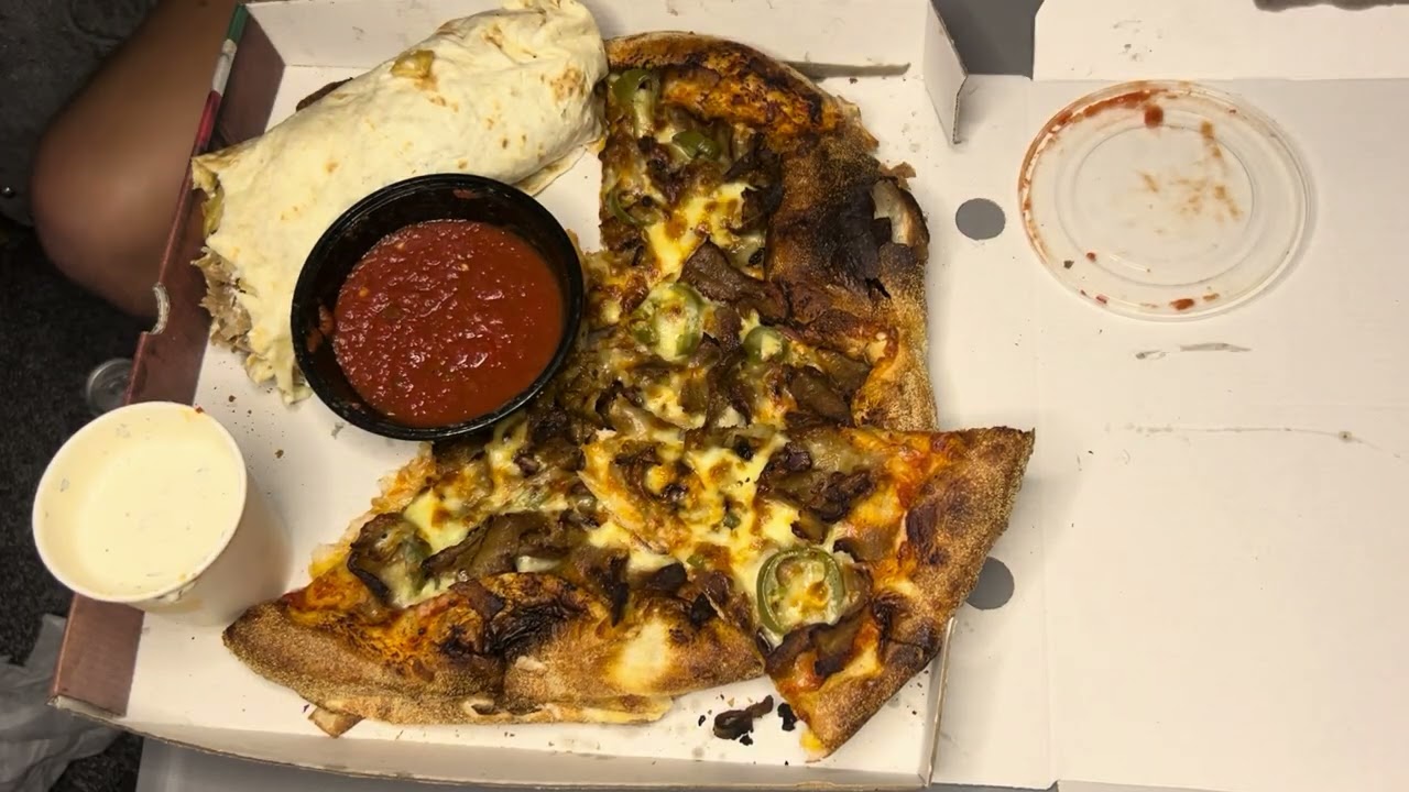 Uk POV Mukbang doner Pizza with wrap #Doner #pizza #wrap 