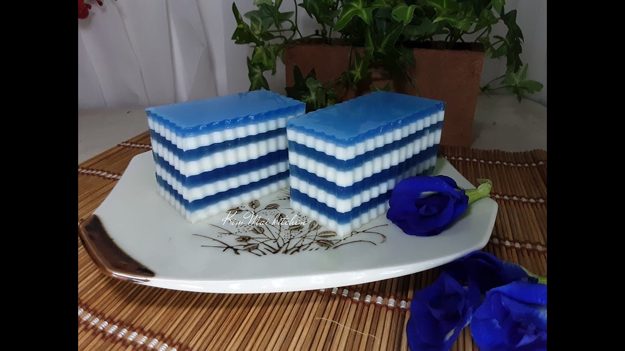 v17- Rau câu hoa đậu biếc - cách đổ rau câu không tách lớp rất dễ dàng đơn giản