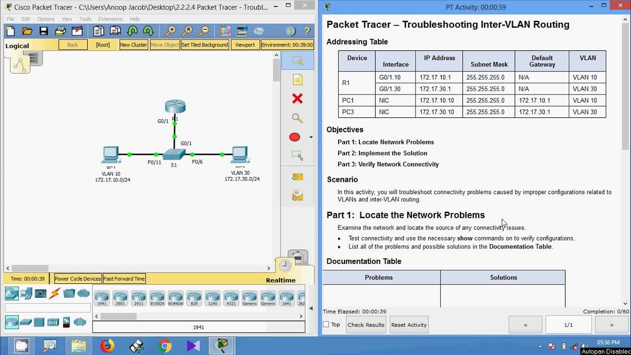 2.2.2.4 Packet Tracer - Troubleshooting Inter VLAN Routing