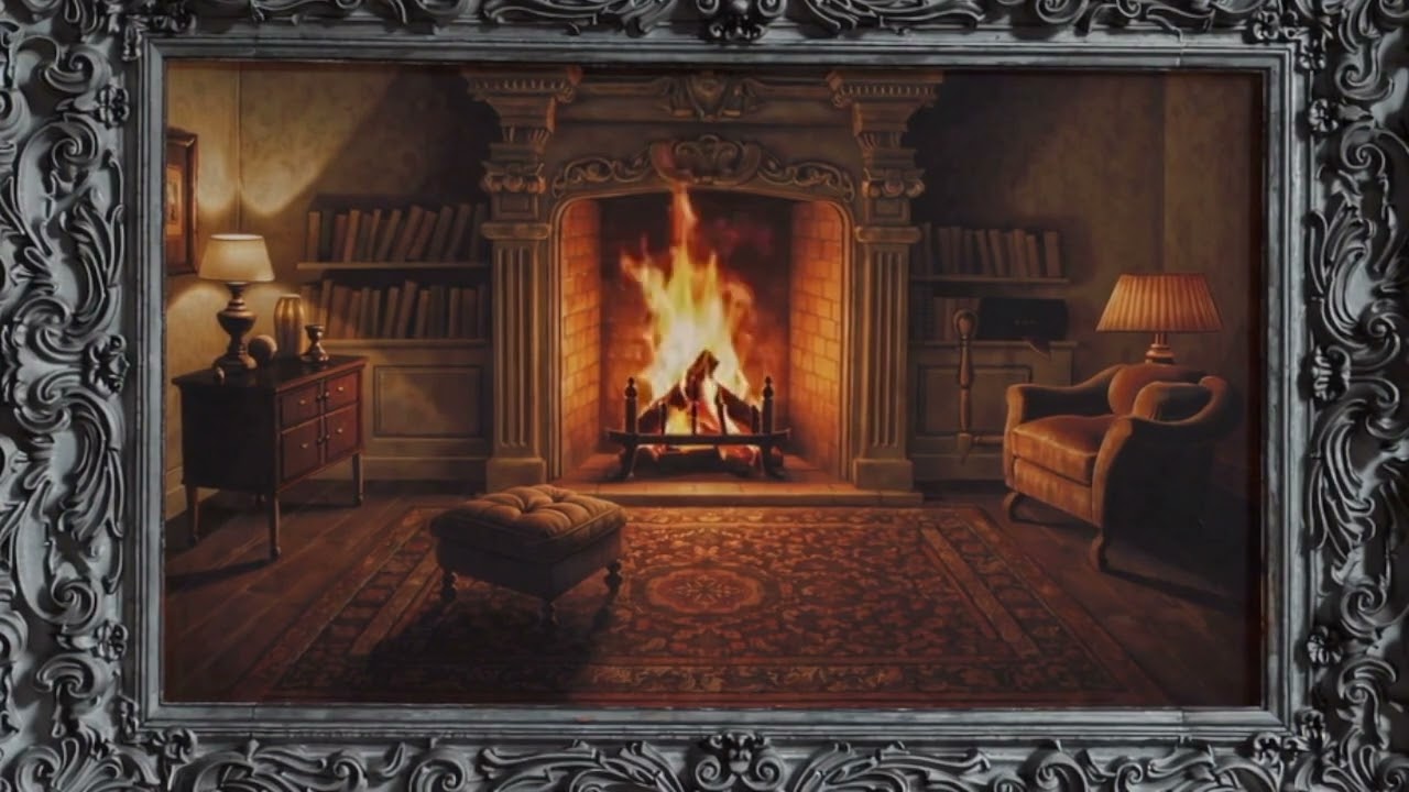 Surreal fireplace painting come to life | Crackling Fire Sounds - 1 Hour | Relax | Sleep | Study