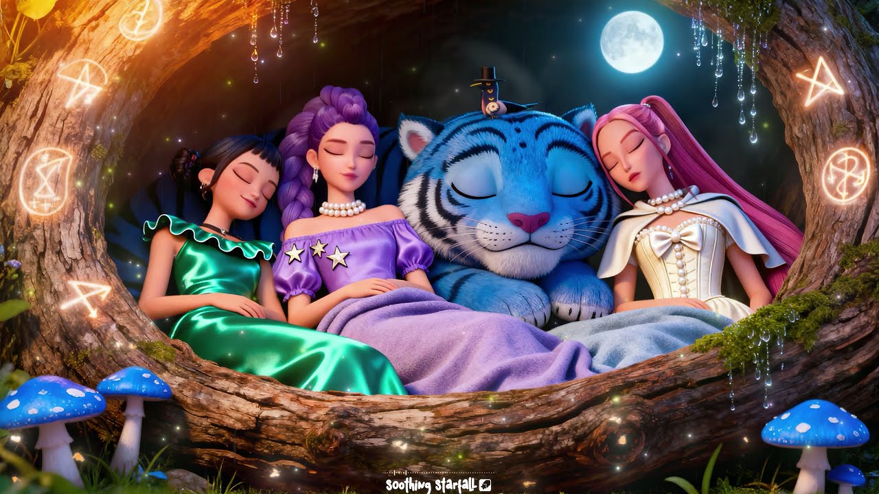 Relaxing Night Music 💤 Deep Sleep & Inner Calm with Rumi, Mira, Zoey & Derpy in a Rainy Forest 🍄