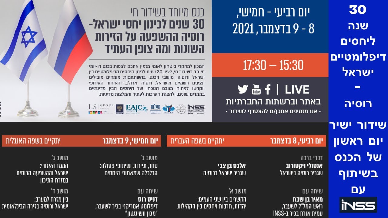 רוסיה - ההשפעה על הזירות השונות ומה צופה העתיד -  המכון למחקרי ביטחון לאומי - יום ראשון של הכנס