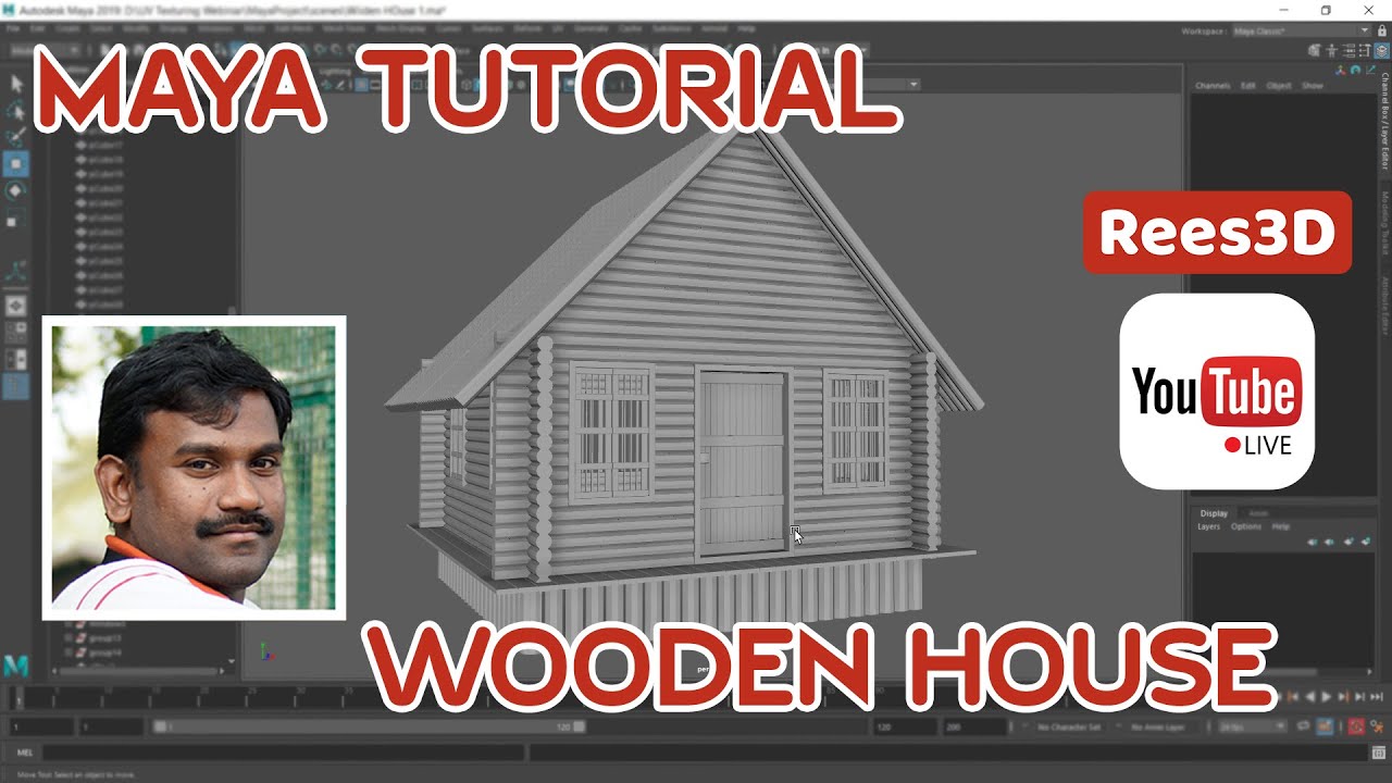 Maya Modeling Tutorial - Wooden house | Rees3D.com