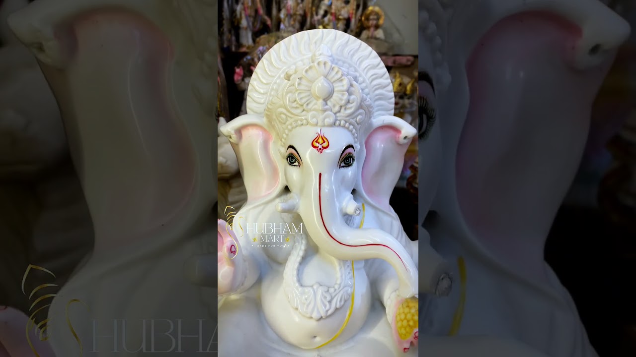 Elegant Marble Dust Ganesh Statue | Decorative & Devotional Ganpati Murti | Shubham Mart