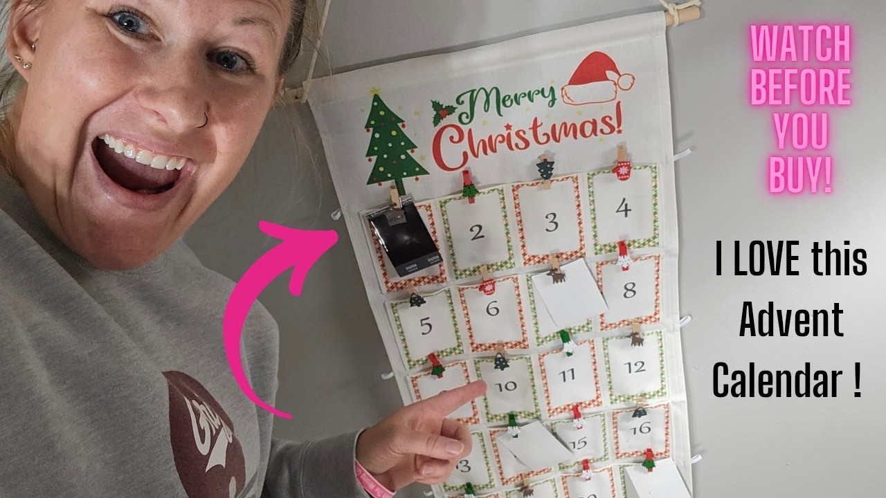 Christmas Picture Countdown Board w/Christmas Clips, w/Pockets Reusable Festival Memory Countdown