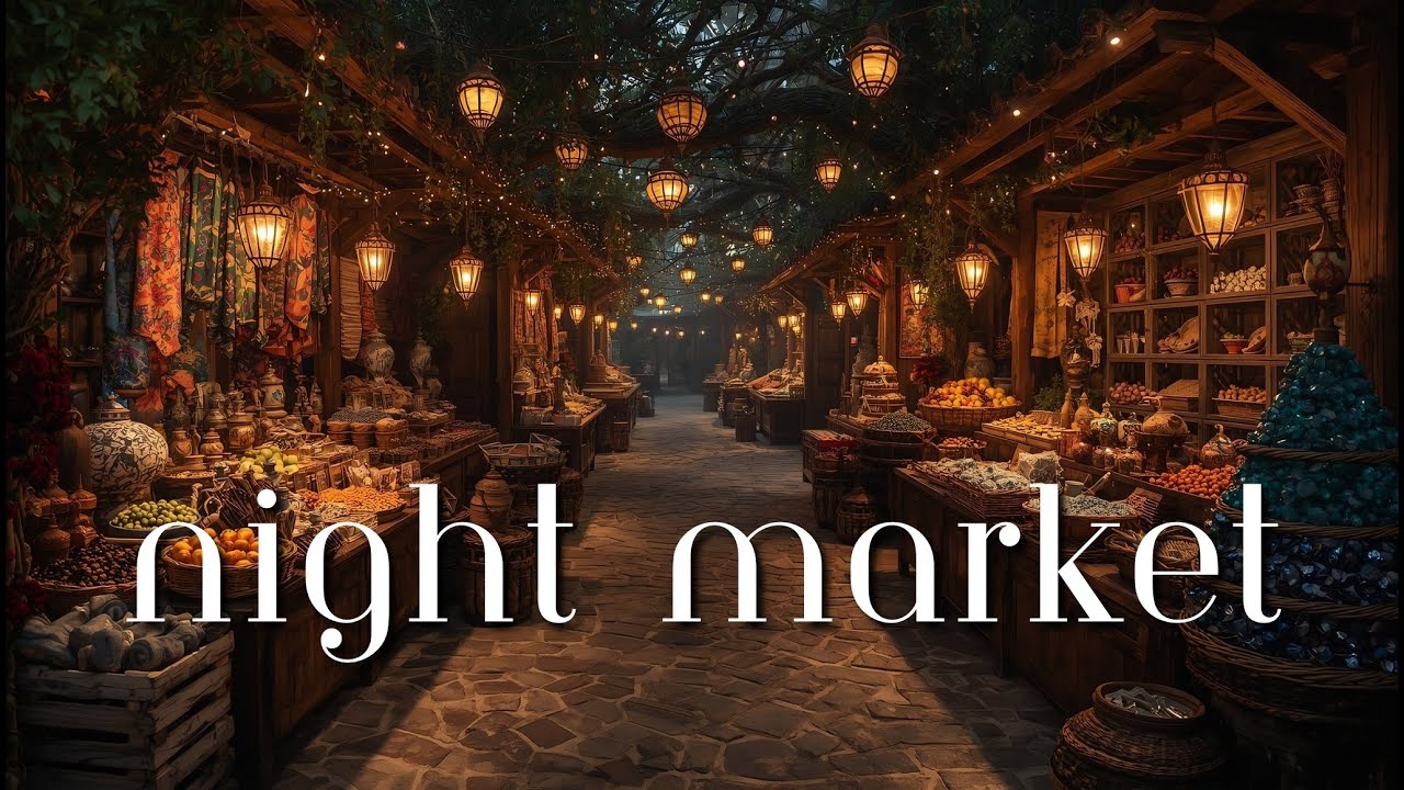 ✨ Enchanted Night Market Ambience | ASMR World Music, Lantern Flicker & Cozy Marketplace Sounds ✨