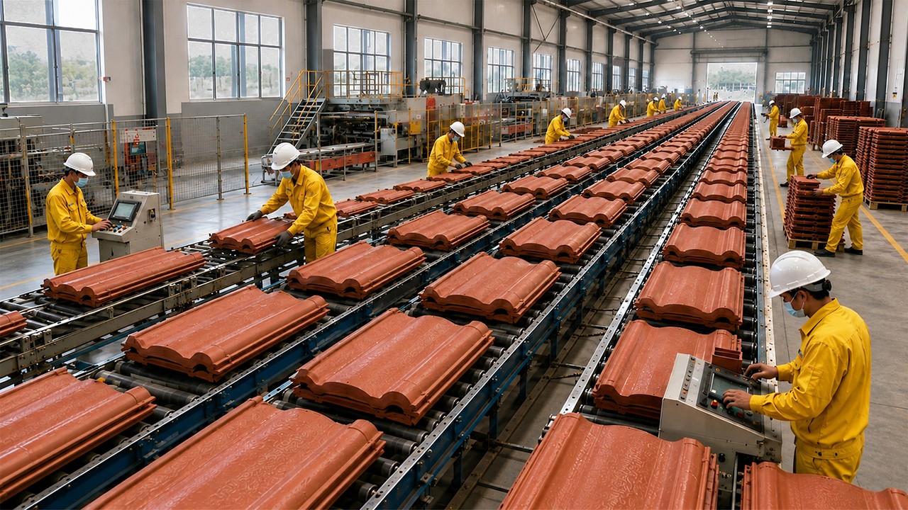 Massive Scale Roof Tile Manufacturing Process Behind Roofs That Last Over 100 Years