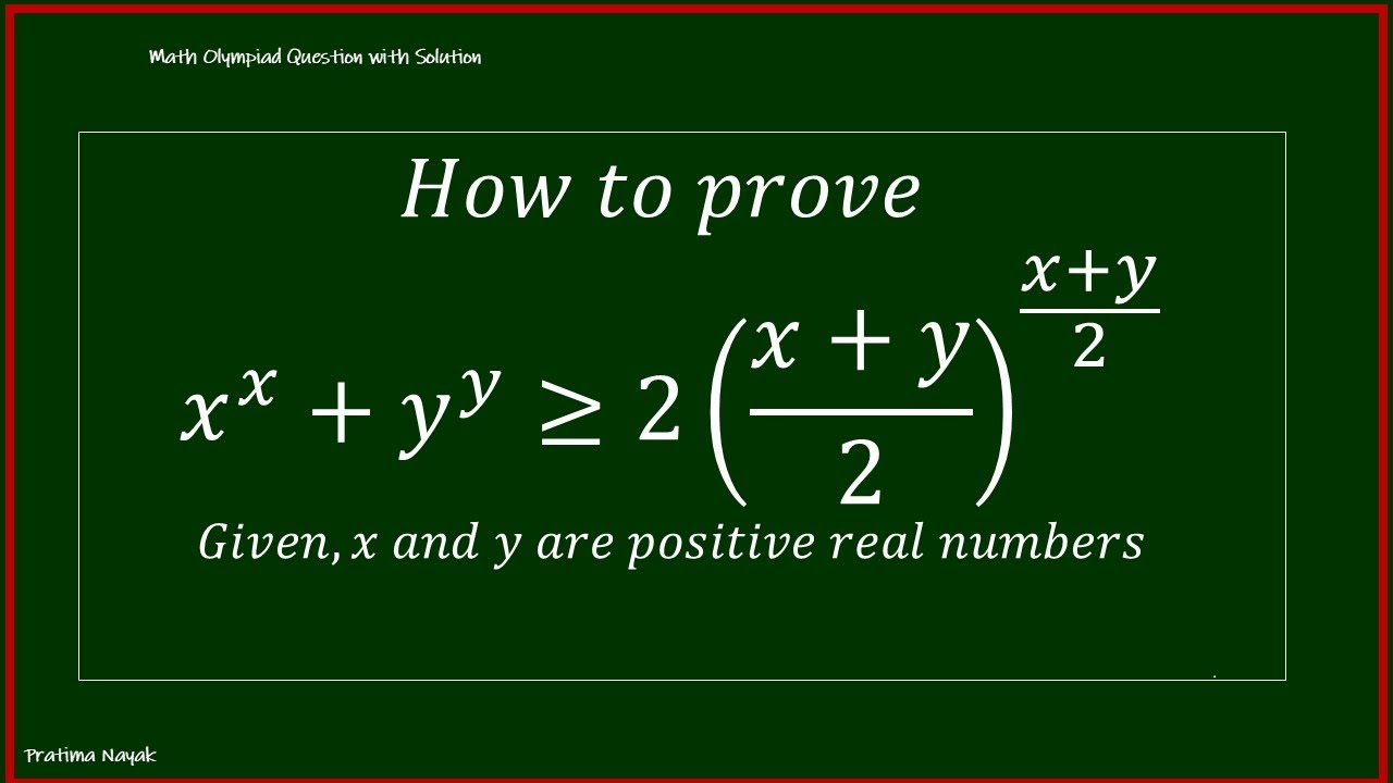 How to Prove 𝑥^𝑥+𝑦^𝑦 ≥ 2((𝑥+𝑦)/2)^((𝑥+𝑦)/2)  : Math Inequality Simplified | Jensen Inequality |