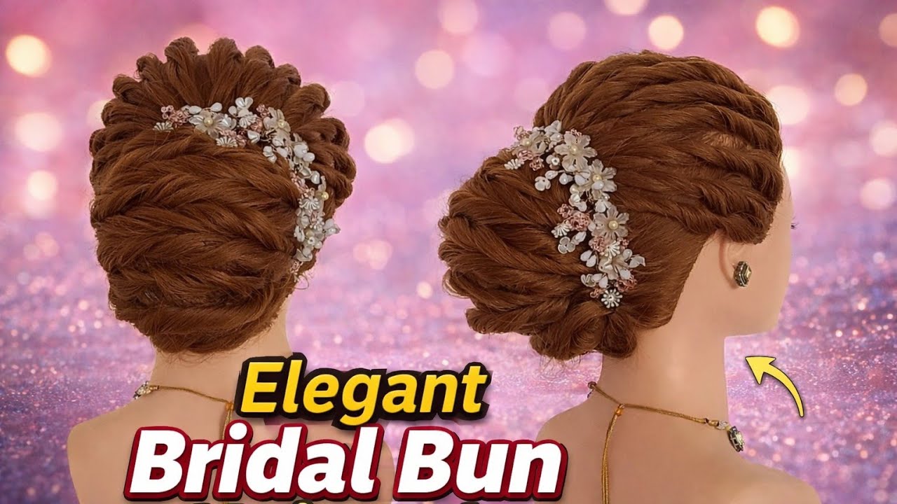 Elegant Messi Bridal Bun Hairstyle | Easy Party & Wedding Hair Bun Tutorial Step by Step