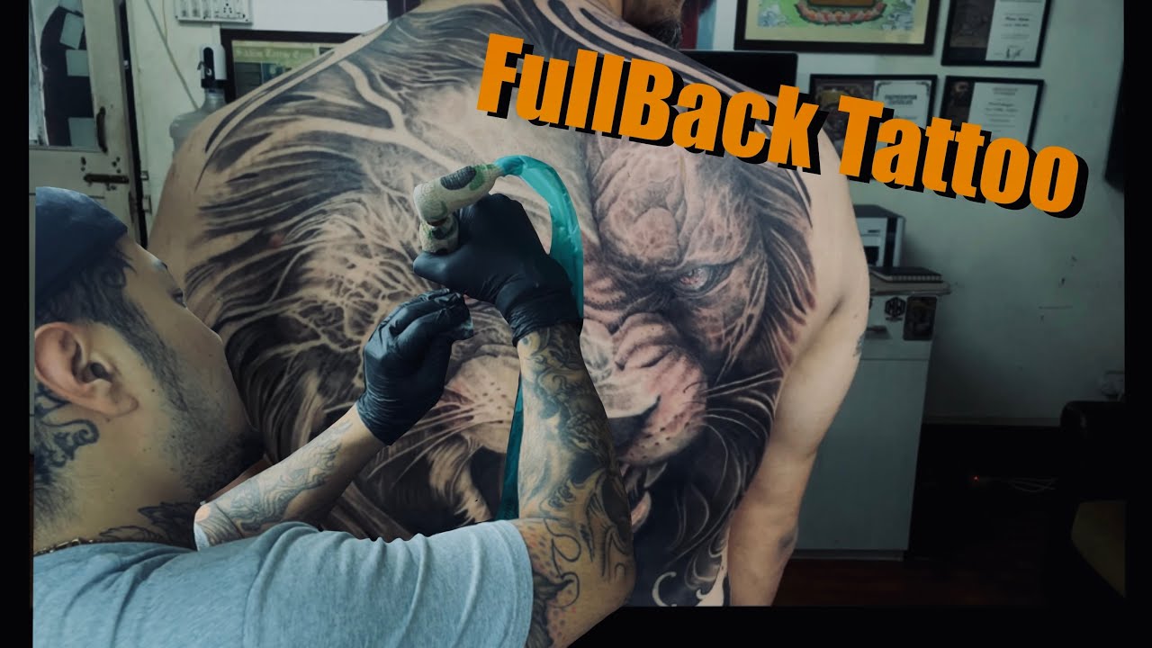 Full Back Lion Tattoo