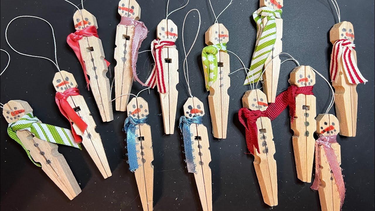 Mini Clothespin Snowman  Ornament Christmas in July 2022