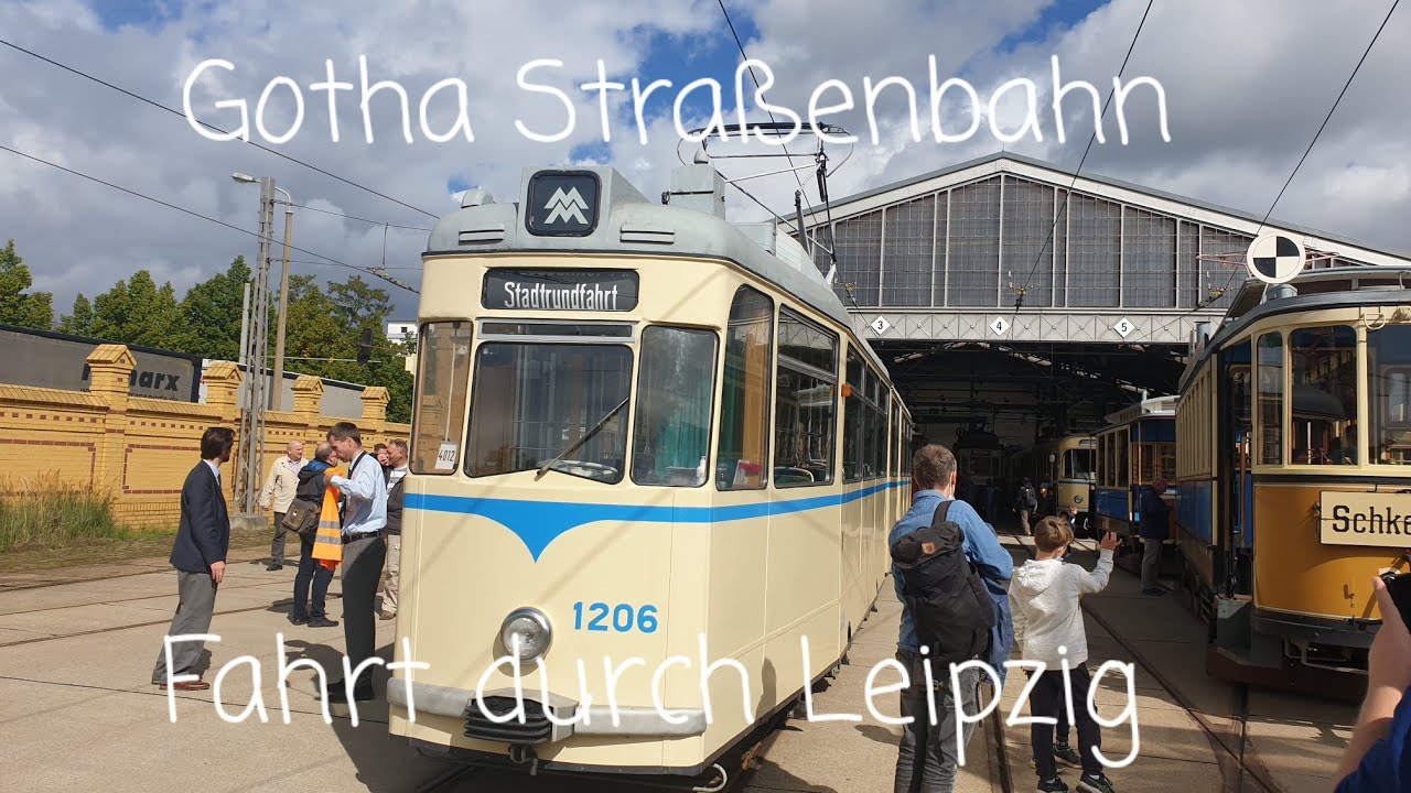 Gotha Straßenbahn fahrt durch Leipzig