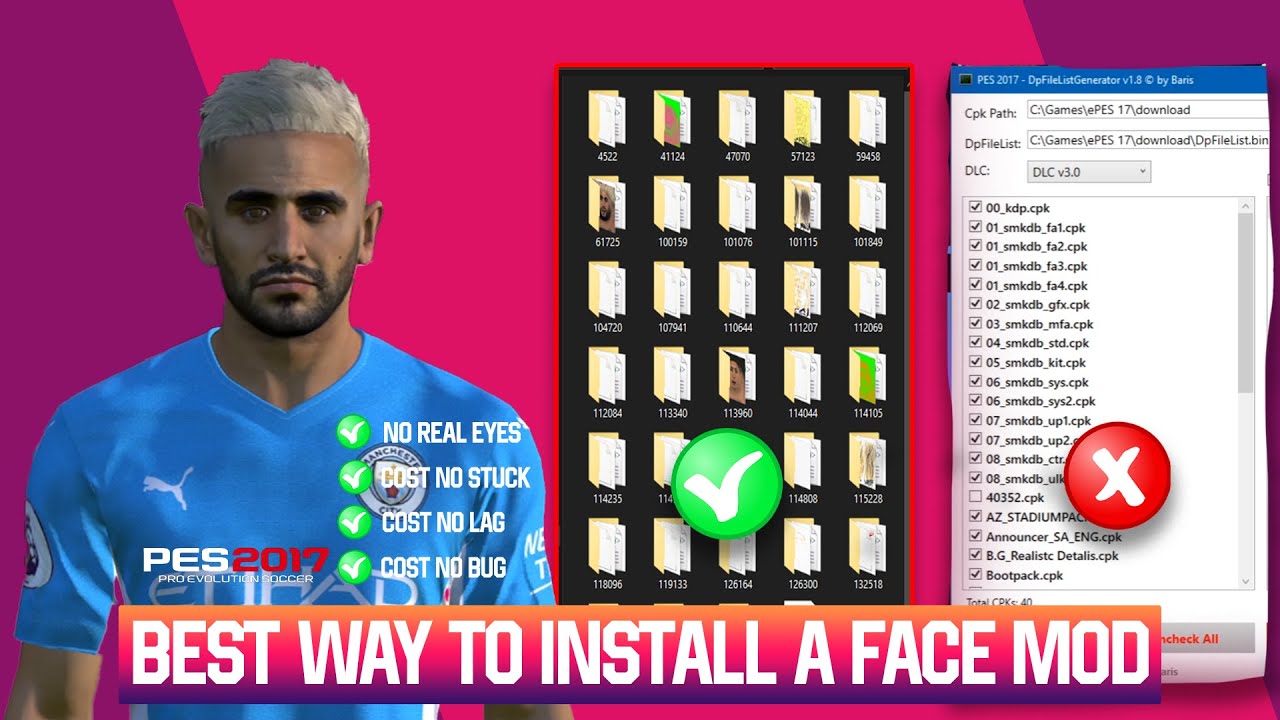 PES 2017 - BEST WAY TO INSTALL A FACE MOD WITHOUT BUGS & ERROR | SIDER FACE SERVER