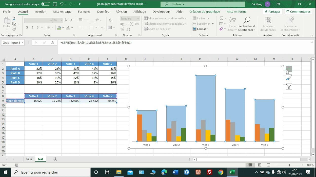Excel - Graphique combiné : superposer deux graphiques dans Excel