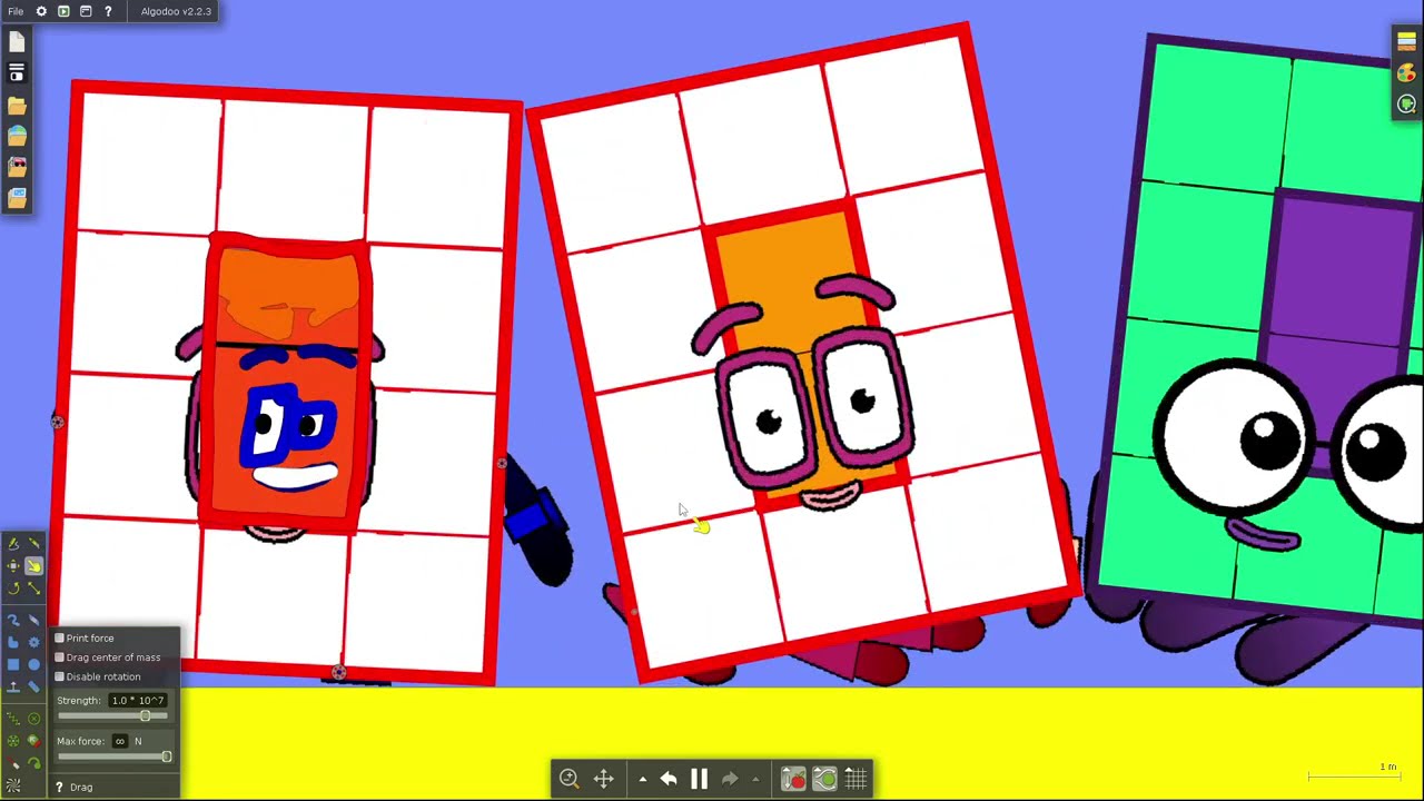[Algodoo] Numberblocks - the Floor is Lava 1 to 1 HUNDRED THOUSAND!