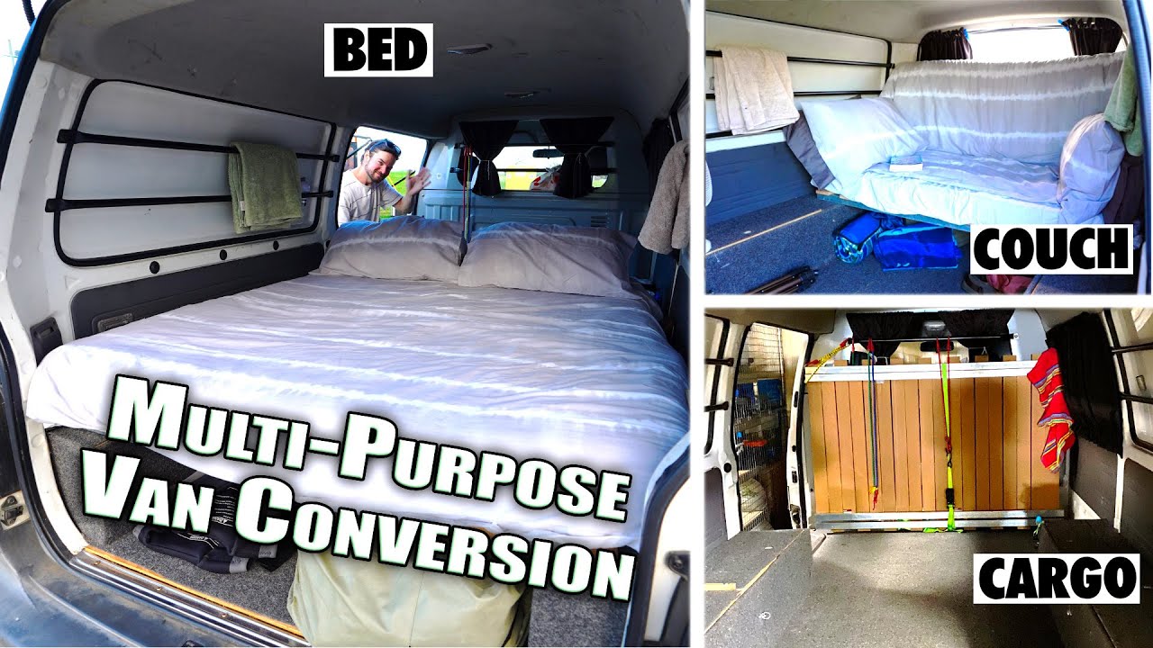 We Gave our VAN a MAKEOVER! | Multi Purpose Van Conversion - Bed, Couch and Cargo