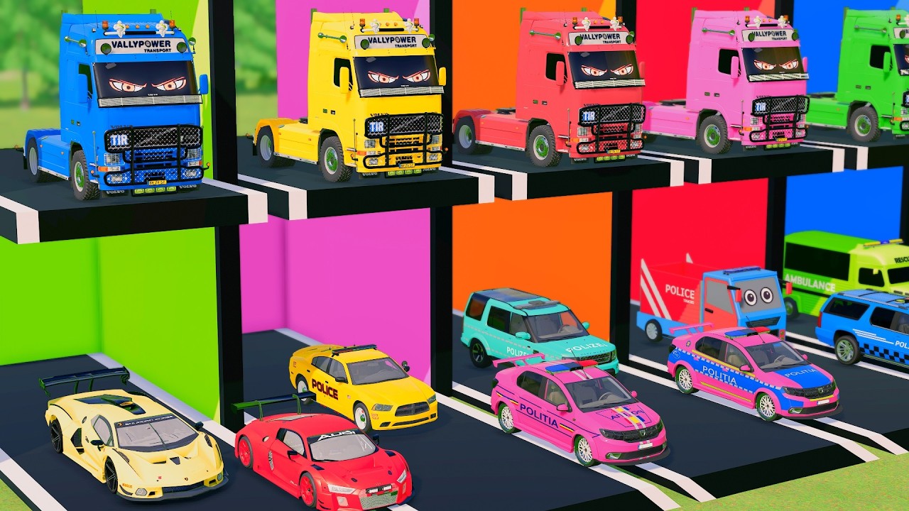 TRANSPORTING ALL POLICE CARS and AMBULANCE EMERGENCY VEHICLES WITH MERCEDES POLICE TRUCKS ! FS22