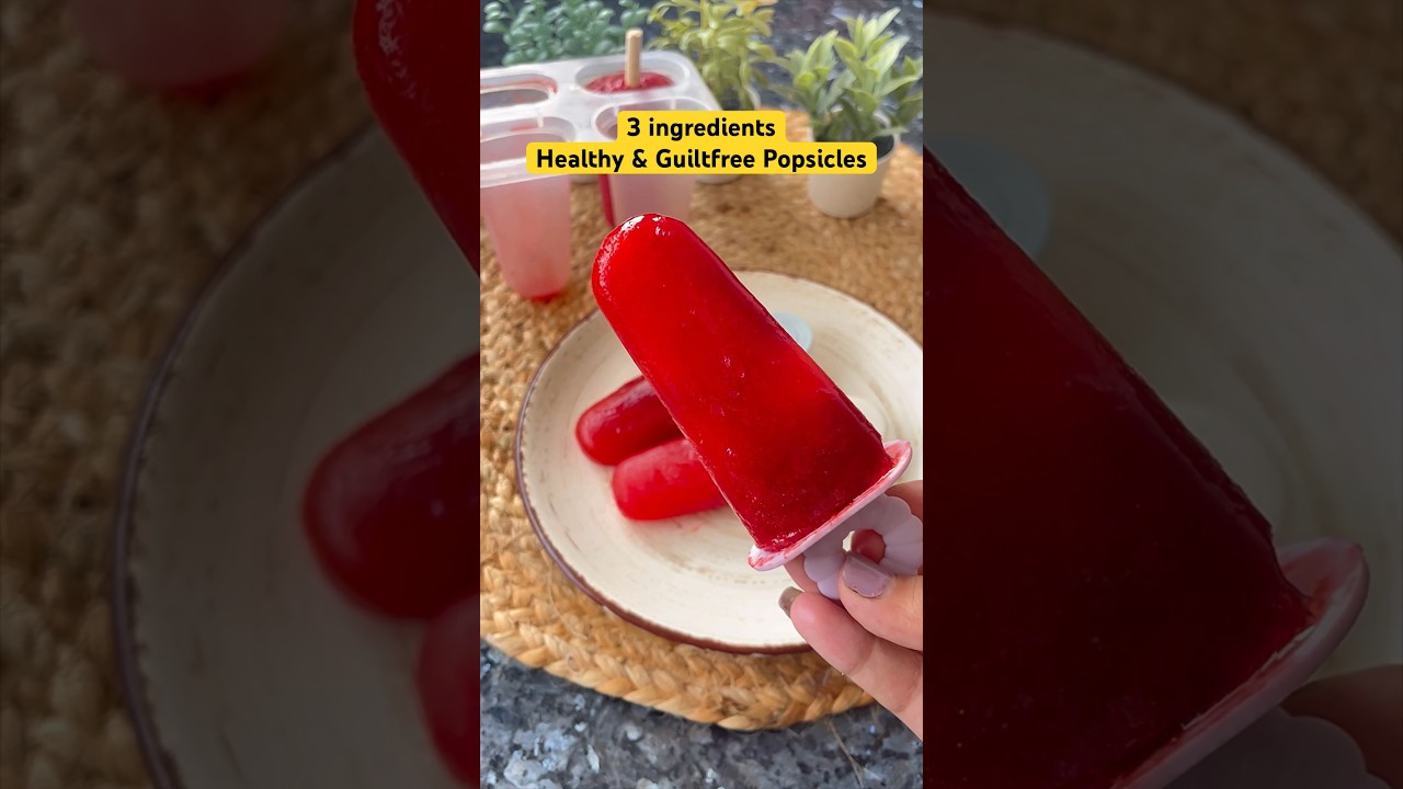 3 ingredients: Sugarfree Guiltfree popsicles🍓🥰 #quickrecipe #popsicle #popsicles #strawberries