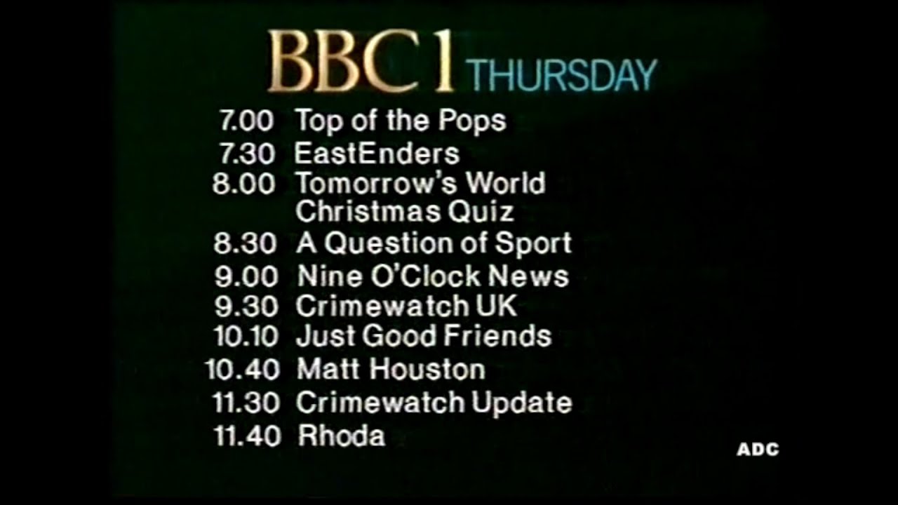 BBC1 announcer Peter Bolgar, weather, PIF & closedown 17th December 1986