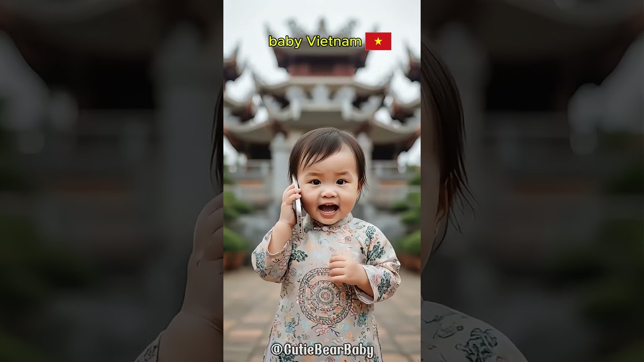 Cute Vietnamese Baby Talking on the Phone #cutebaby