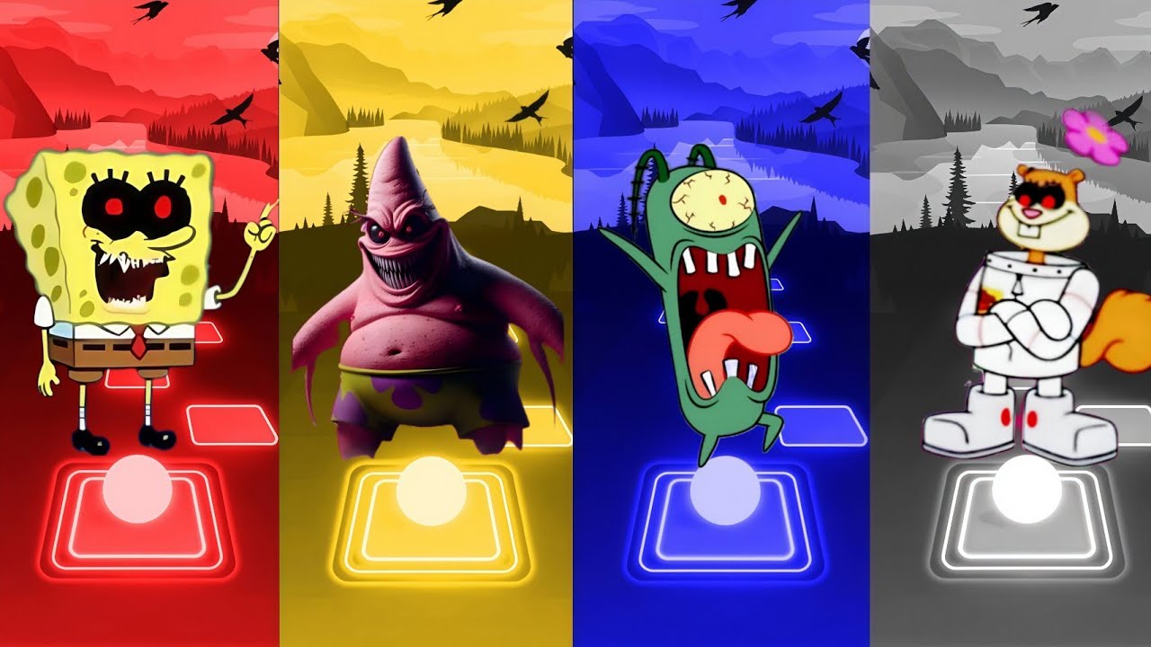 SPONGEBOB EXE  🆚 PATRICK EXE 🆚 PLANKTON EXE 🆚 SANDY CHEEKS EXE | Tiles Hop Battle