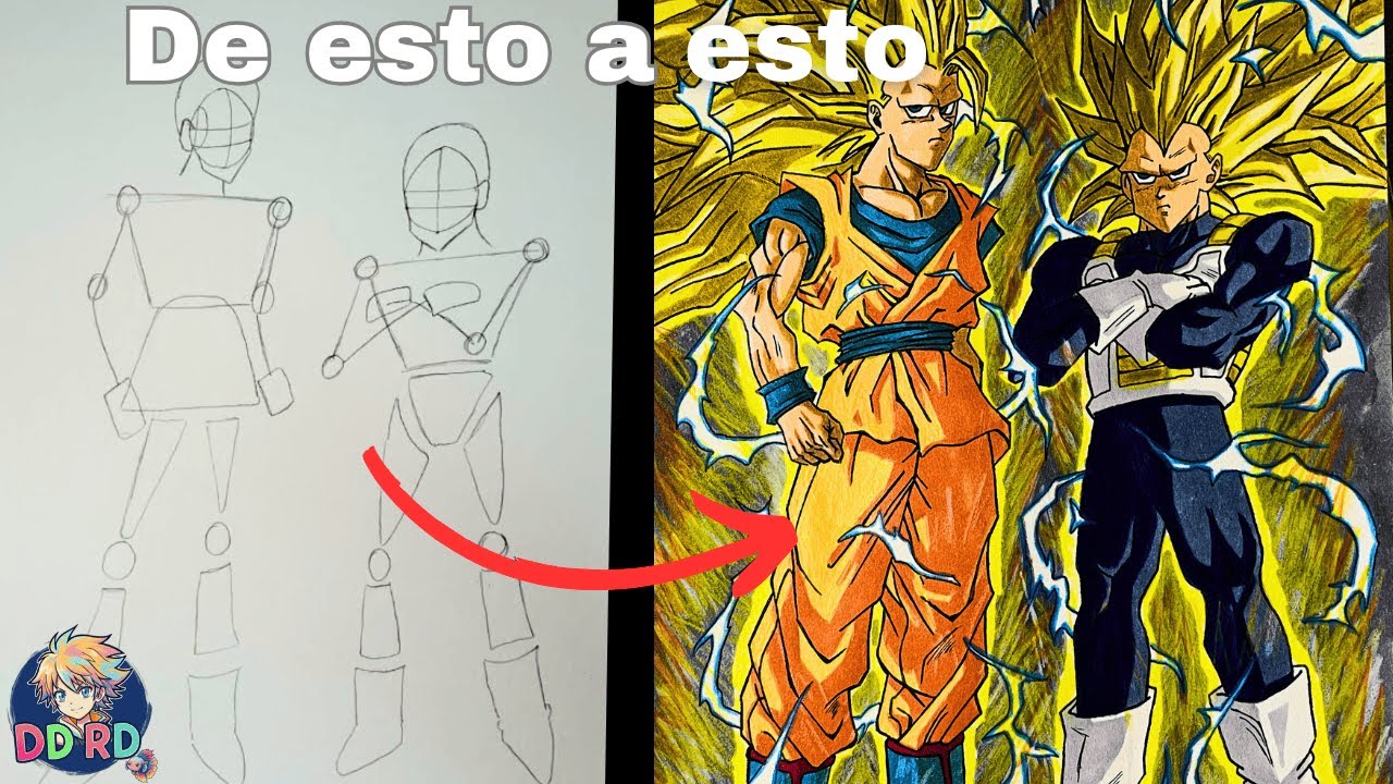 Cómo dibujé a Goku y Vegeta Daima en SS3 | Mi proceso paso a paso