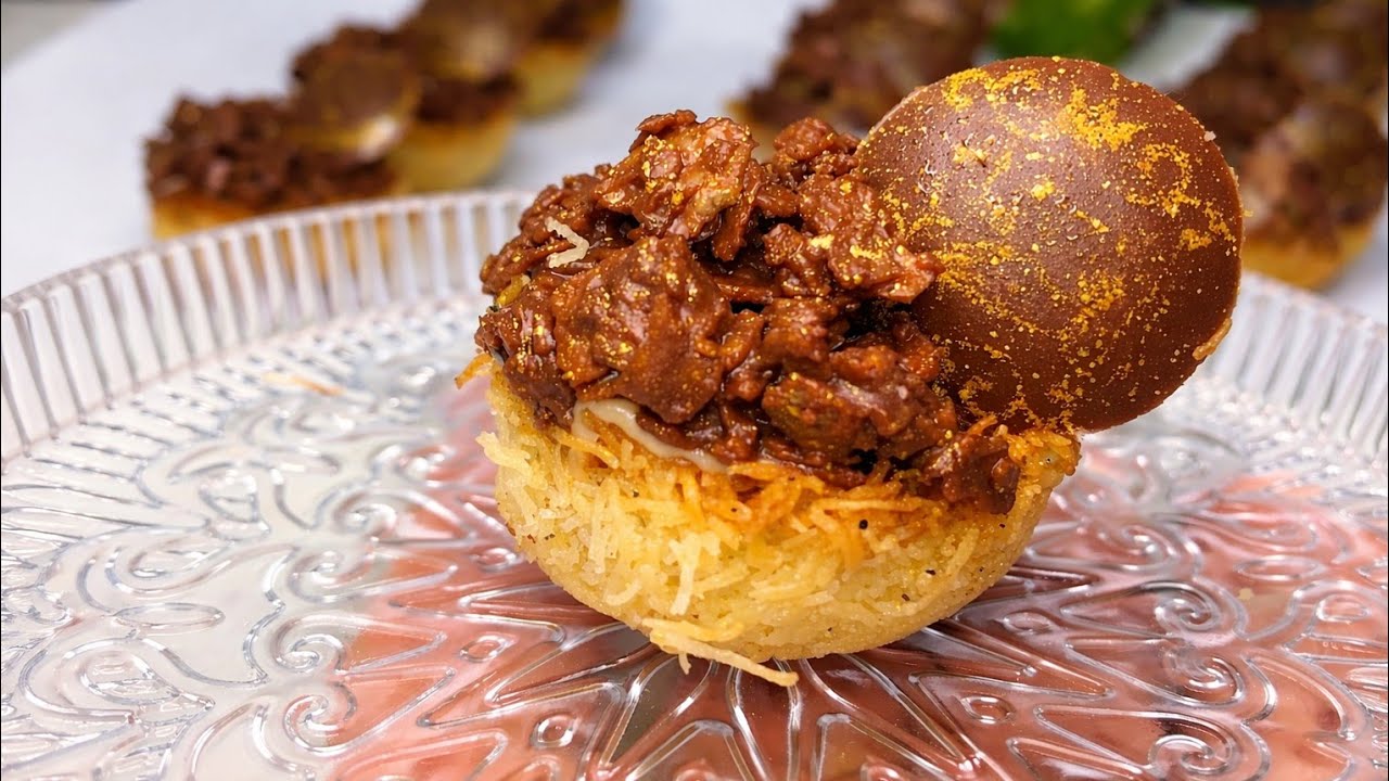 ميني تارتولات بالقطايف مقرمشة بالشكولاطة و الكراميل 🍯🍫