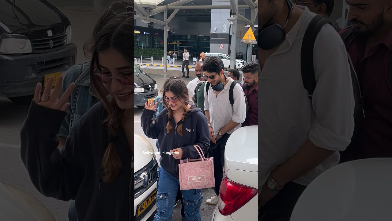😍 #rashathadani and #ibrahimalikhan catch up at #delhiairport #shorts