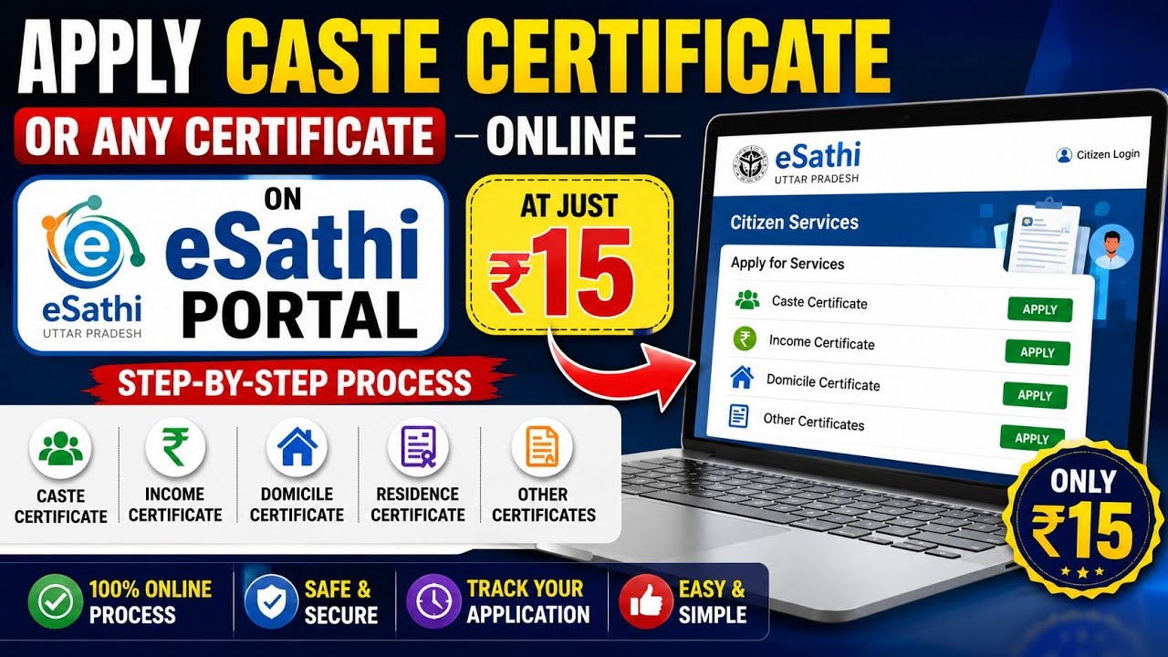 Apply for Caste, Income & Domicile Certificates for ₹15 | Full eSathi Portal Process