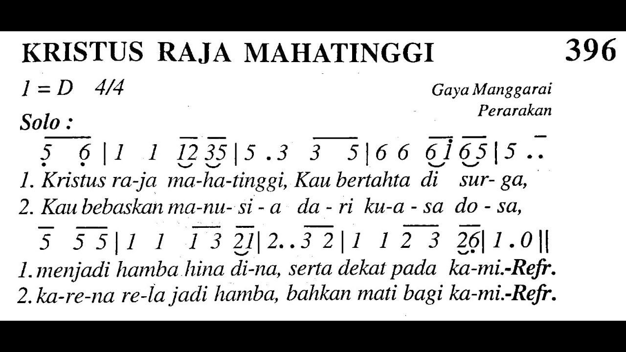 [Madah Bakti] 396. KRISTUS RAJA MAHATINGGI - Lagu MINGGU PALMA - Lagu Rohani Katolik