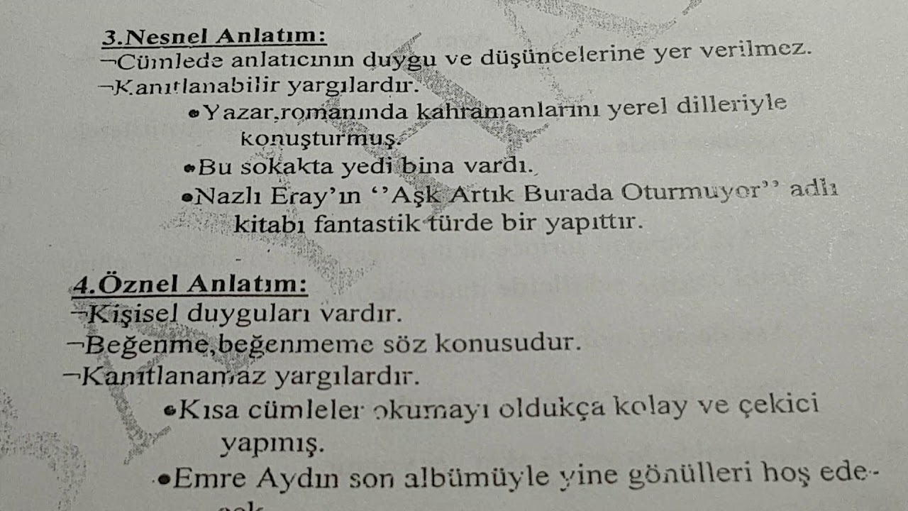 2  DAKİKADA Nesnel Anlatım-&Ouml;znel Anlatım
