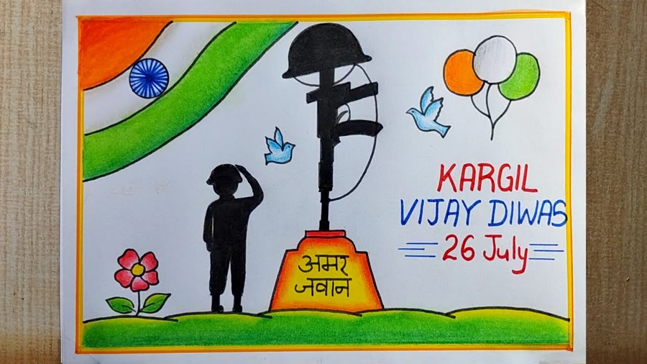 Kargil Vijay Diwas drawing easy| Kargil Vijay Diwas Poster drawing| Kargil Day drawing| Independence