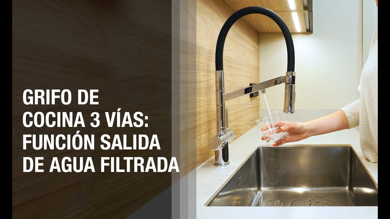 Grifo de cocina 3 v&iacute;as para equipos de tratamiento de agua. CHEF WT19 Salida de agua Filtrada.
