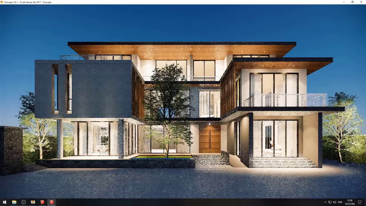 Exterior Night scene Render Process Time Laps - อาจารย์แชมป์ Enscape จาก #NDWORK
