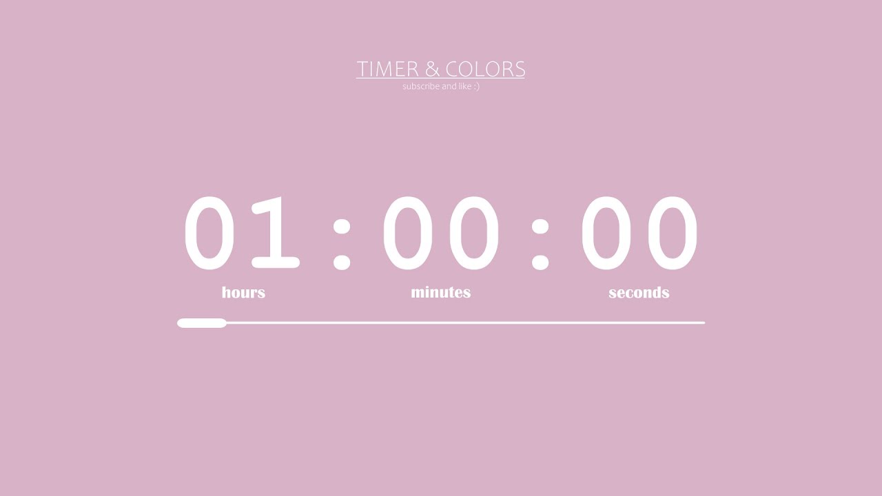 ⏰ 1 Hour Timer /  Pastel Pink Screen 🌸 / Countdown + Progress Bar