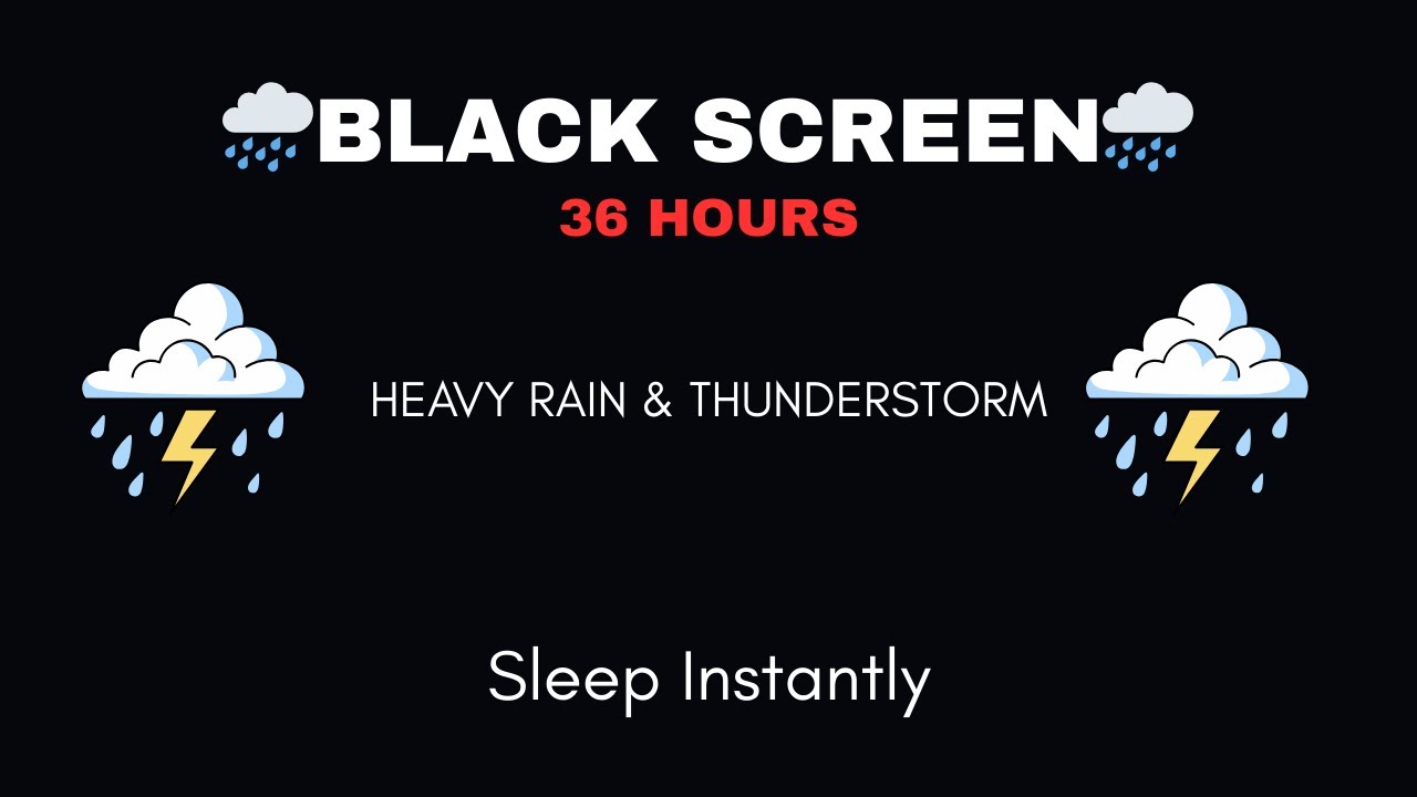 ⚡ Calm but Heavy Rain 🌧️ | Black Screen Sleep Sounds