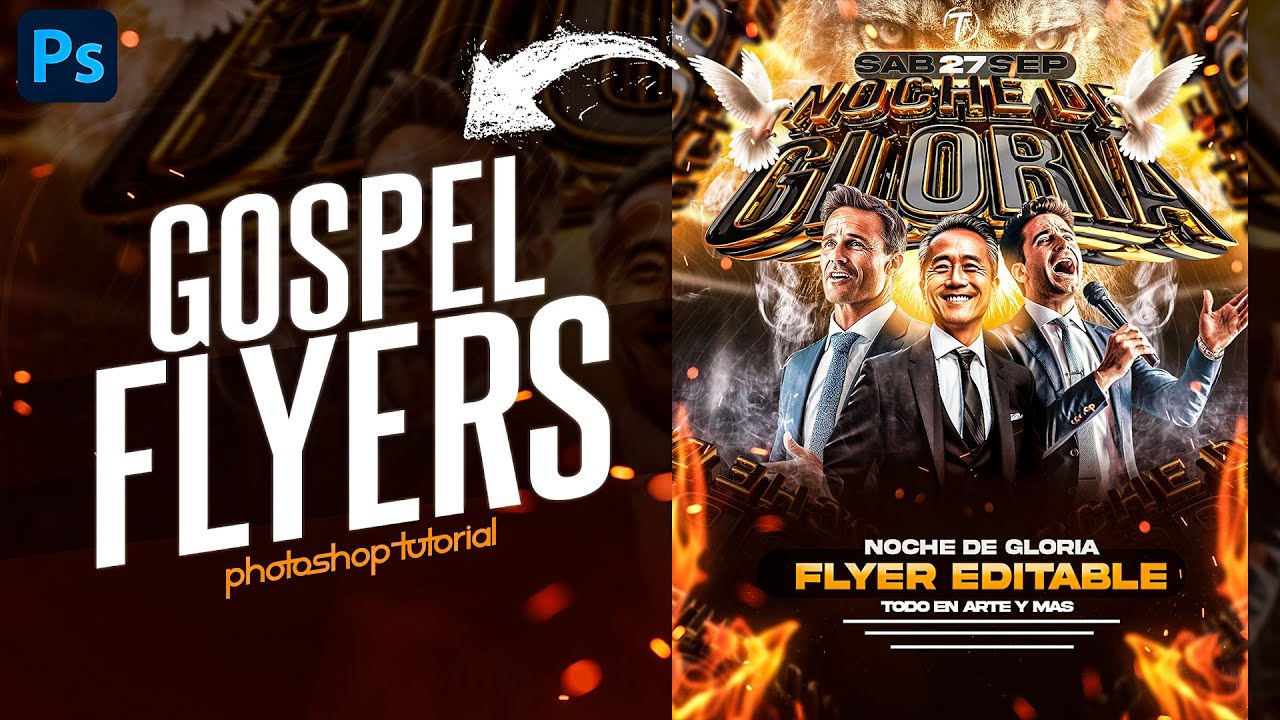 CÓMO HACER FLYERS Para IGLESIAS | Flyers Gospel Photoshop Tutorial | PSD FREE