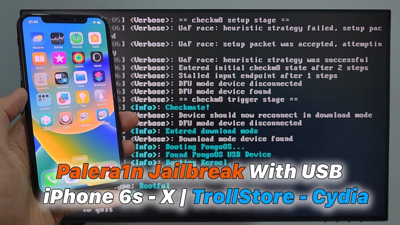 Palera1n Jailbreak (Rootless/Rootful) With USB iPhone 6s  - X l Install TrollStore/Cydia