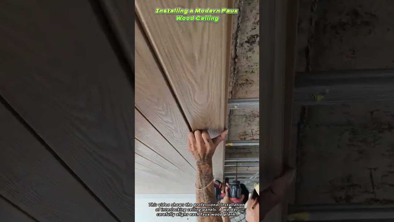 Installing a Modern Faux Wood Ceiling