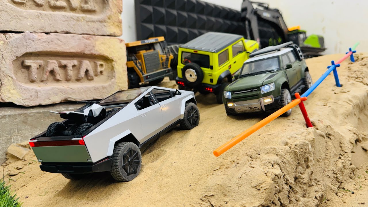 Land Rover Defender Suzuki Jimny cyber truck obstacle climb @RC_7010
