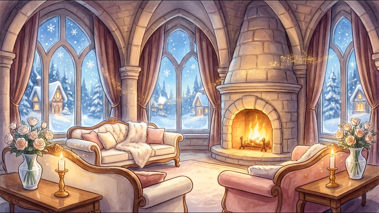 🎹🔥 Soothing Winter Piano Gentle Snowfall & Fireplace Sounds in Your Own Cozy Room