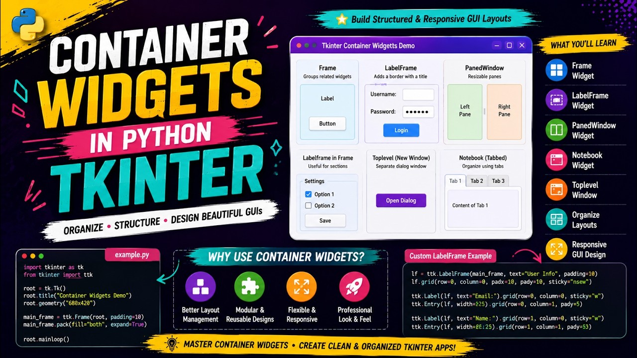 Container Widgets in Python Tkinter