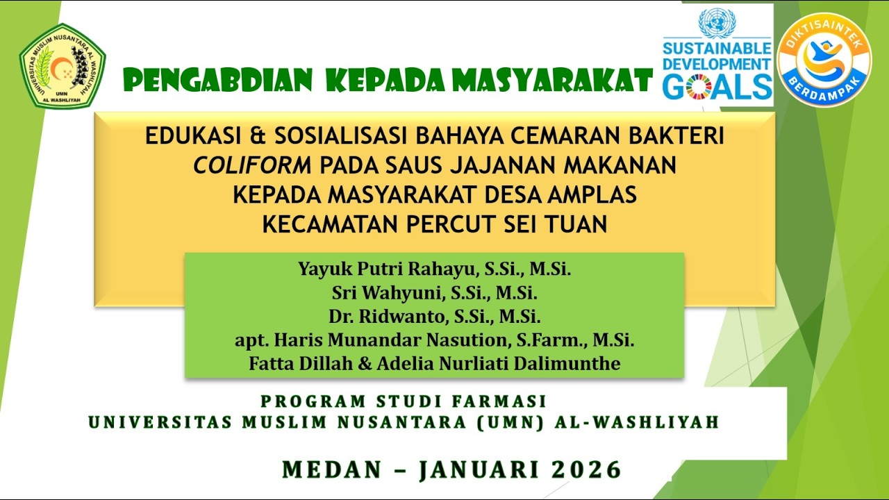PKM 2025 - Yayuk Putri Rahayu, S.Si., M.Si. | Dosen Prodi Farmasi UMN Al-Washliyah | Desa Amplas