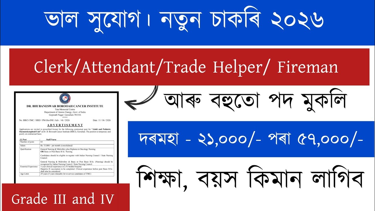 নতুন চাকৰি Grade 3 | New Job Vacancy Assam 2026 | Assam Job Vacancy 2026 