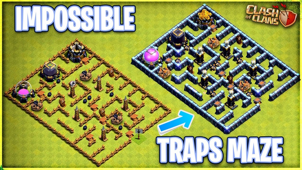 Ultimate TRAPS Maze Base Vs All Troops💥Clash of Clans...