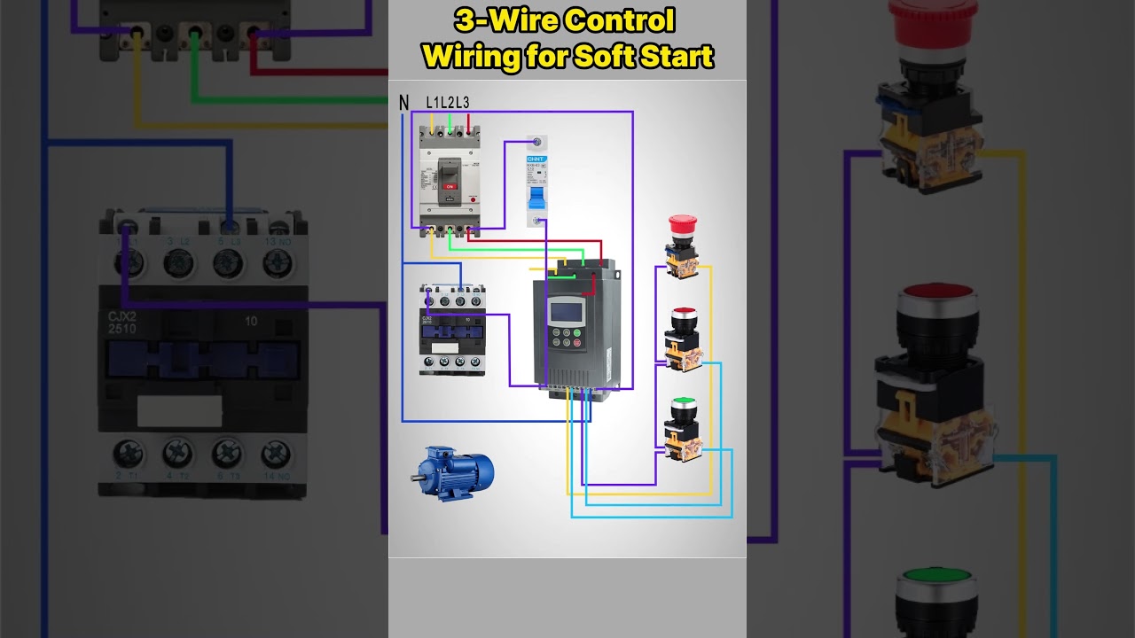 Three-wire Control Wiring for Soft Start #shorts #howto #motor
