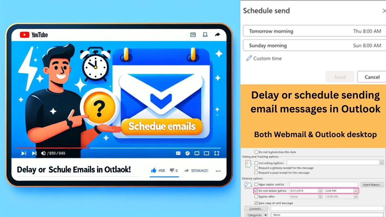 Delay or schedule sending email messages in Outlook web & Outlook destop for O365| Send later email